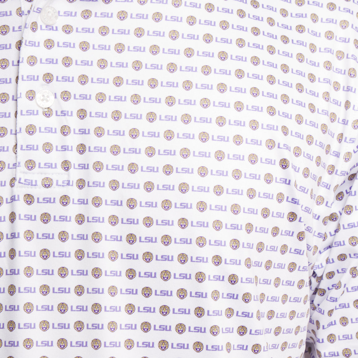 White Lsu Pattern | ON MODEL | PRINT CLOSE UP