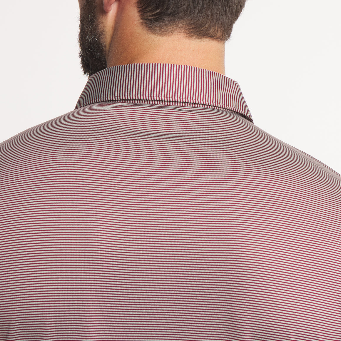 Maroon & Gray Stripe | ON MODEL | BACK COLLAR DETAIL