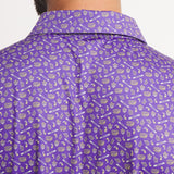 Purple Stadium Print | ON MODEL | BACK COLLAR DETAIL