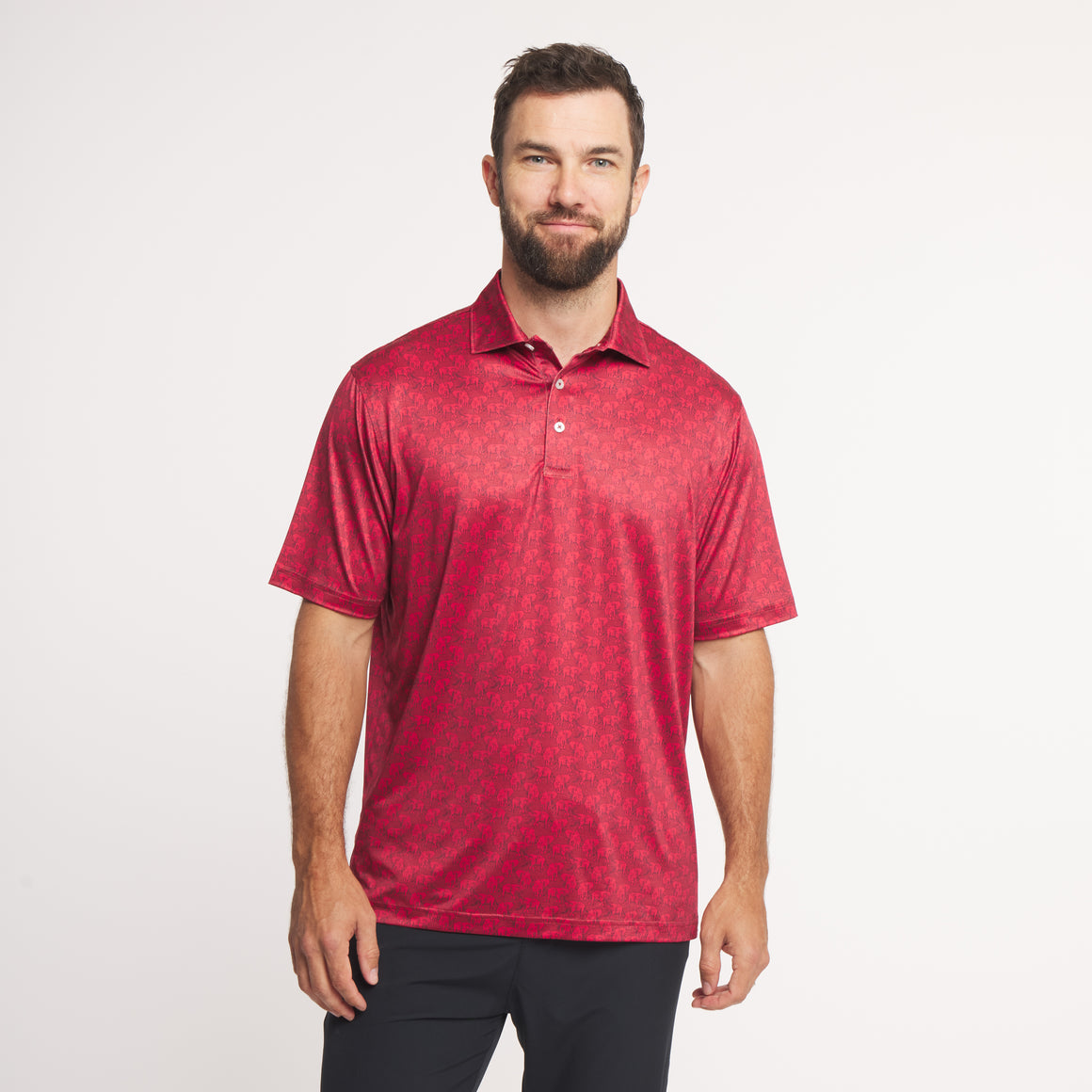 Crimson With Black Bama Print | ON MODEL | FRONT