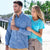 French Blue and Light Blue | Greene Performance Check Dress Shirt | Folded