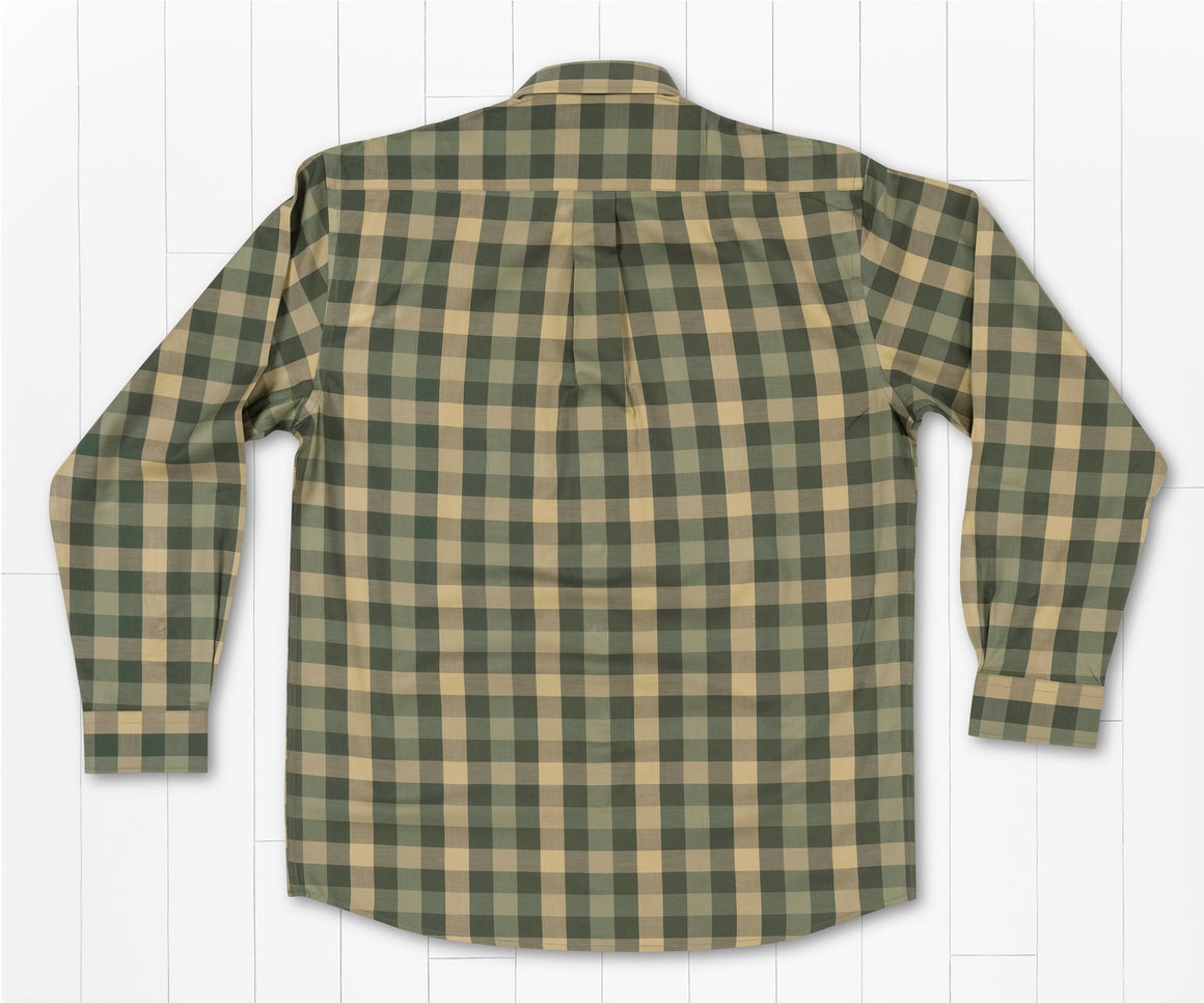 Dark        Olive          and        Tan | Jalisco Gingham Dress Shirt | Back